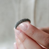 바이데이지 마카사이트 원석 실버 쌍가락지형 반지 Br0345