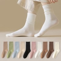 10SET 소프트 여성양말 중목 슬림 베이직 무지 면 사계절 데일리삭스