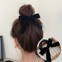 벨벳 리본 머리끈 곱창밴드 블랙 스크런치 헤어끈 리본끈