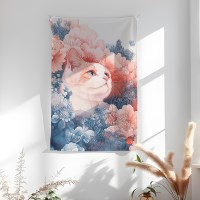 플라워 캣(Flower cat)일러스트 패브릭포스터-옥스포드