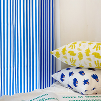 스트라이프 블루 커튼