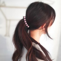 Cubic Daisy flower Banana Hair Claw Clip 큐빅 꽃 바나나 핀