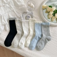 핀크스 리본자수 얇은 봄여름 양말