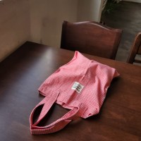 잔체크레드 미니 토트 에코백