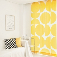 [오늘출발/무료배송] 미드센츄리 비침없는 모던 옐로우써클 쉬폰커튼