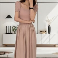 [SALE]여성 봄 여름 잔플리츠 어깨 퍼프 롱 원피스