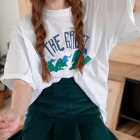 [SALE]여성 스노우 프린팅 반팔 소매 루즈 티셔츠