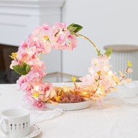 LED 반짝반짝 벚꽃 조명 센터피스 32x32cm 인테리어 조화 테이블 장