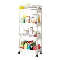 이동식 트롤리 선반 4단 화이트