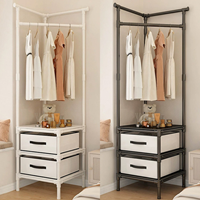 2단 옷걸이행거 스탠드 코너행거 스틸 틈새 수납 선반행거