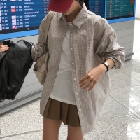 베루이 오버핏 박시핏 너드 체크 셔츠 남방