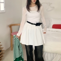 미즈코 브이넥 심플 골지 민소매 나시 미니원피스