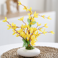 개나리 조화 화분 납작 20x30cm 인테리어 봄 꽃 테이블