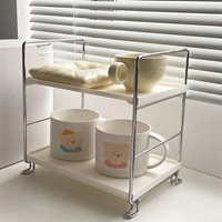스탠드 수납선반 2단 스텐 주방 욕실 미니 정리선반