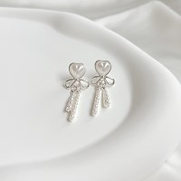 [무배/은침] 실버925 웨딩 진주드롭 귀걸이