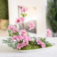 진달래 조화 화분 가득 긴 36x31cm 인테리어 봄 꽃 테이블