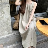 여성 A라인 편한 민소매 데일리 앞셔링 뒷트림 원피스