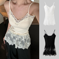 슬리밍 로맨틱 무드 레이어드 레이스 탑