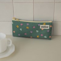 ouior flat pencil case - joy green (topside zipper)