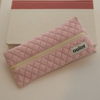 ouior flat pencil case - quilting pink (middle zipper)
