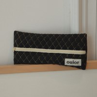 ouior flat pencil case - quilting black (middle zipper)