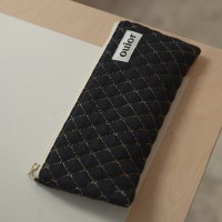 ouior flat pencil case - quilting black (topside zipper)