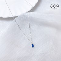 925실버 9월 탄생석 목걸이 직사각 블루 사파이어 큐빅목걸이