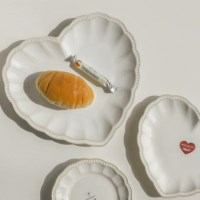 하트접시 빈티지 디자인 화이트 도자기 홈 카페 1개 브런치 디저트
