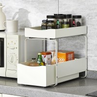 철제 슬라이딩 2단 선반 부엌정리 슬라이드 수납함