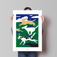 달리기는 즐거워 M 인테리어 포스터 동물 강아지 산책 댕댕이