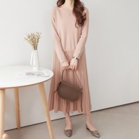 [SALE] 여성 니트 플리츠 원피스 드레스 베르디