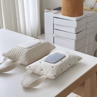 아인스토어 휴대용 화이트 도트 티슈 커버 냅킨 휴지 파우치 보관함 
