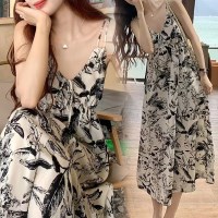 세임 플라워 나염 비치원피스 해외여행 비치웨어 민소매 롱 원피스