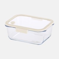 [네오플램] 글라쎄Z 유리 진공 밀폐용기 직사각 1,900ml - 아이보리