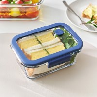 [네오플램] 글라쎄Z 유리 진공 밀폐용기 직사각 800ml - 블루