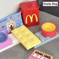 강아지 밥그릇 슬로우식기 물그릇 밥상 블럭 식기A