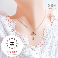 925실버 행운 고래꼬리 목걸이 9월 탄생석 사파이어 드롭 은목걸이