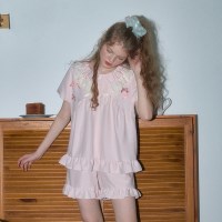 [울랄라 Ullala!] 플럼 반팔 투피스 베이비핑크 (75D)