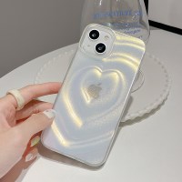 입체하트 오로라 투명 젤리 아이폰 케이스