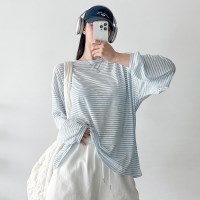 클래식 면혼방 단가라 오버핏 긴팔티
