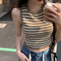 여자 여름 초가을 여행 편한 줄무늬 피서 나시 패션