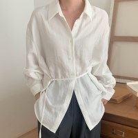 봄 투웨이 벨트 루즈핏 하프 롱 셔츠 블라우스