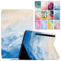 갤럭시탭S8 S7 11 수채화 유화 프린팅 스탠드 플립 가죽 케이스