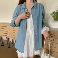 청남방 긴팔 데님 여성 셔츠 남방