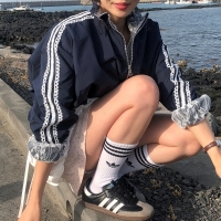 포터블 하이넥 스트링 레이스 여름 바람막이 점퍼