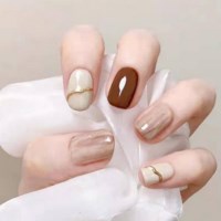네일팁 셀프 아트 봄 여름 붙이는 네일아트 젤네일 베이지계열 마블