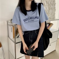 레터링 루즈핏 세미크롭 반팔 티셔츠 여름티셔츠