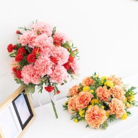 핑크 성묘조화 카네이션 꽃다발 31x45cm 납골당 산소 장식