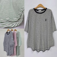 잔줄 단가라 반팔티 빅사이즈 여성 의류