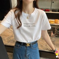 여름 레터링 티셔츠 반팔 프린팅 심플 여성 반팔티 데